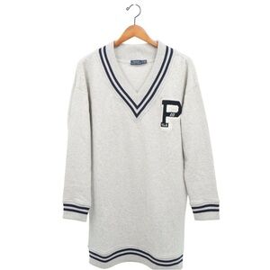 Polo by Ralph Lauren Cream V-Neck Mini Dress with Navy Trim